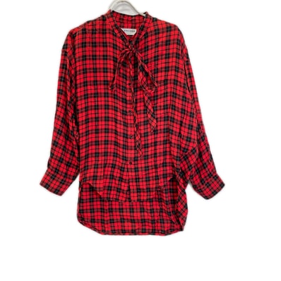 バレンシアガ 492513 TYD08 19SS レッド タータン ニュースイング シャツ 34