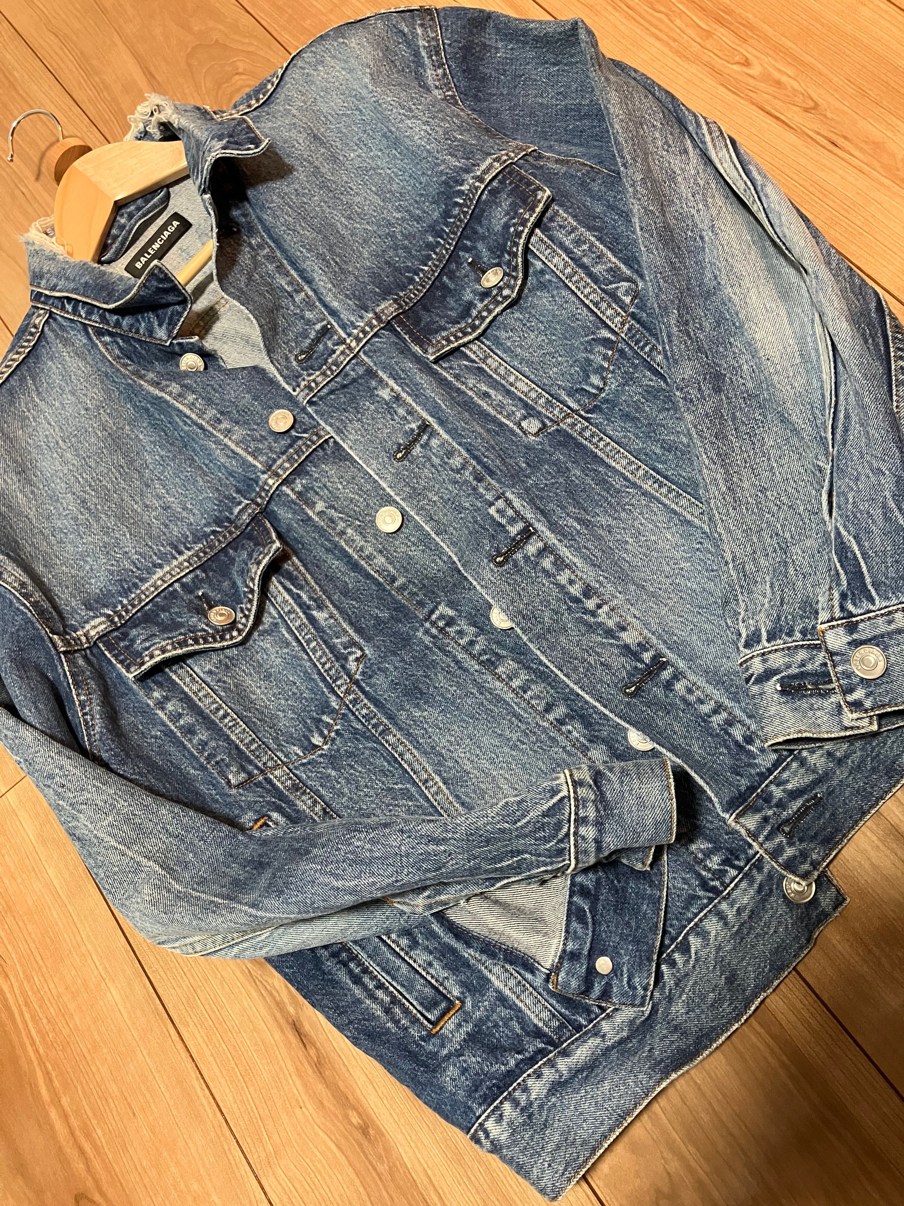 BALENCIAGA 18SS Back Logo Clash Denim Jacket "Blue"