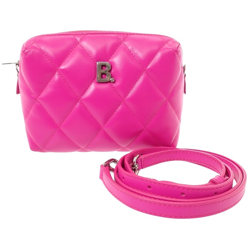 バレンシアガ BALENCIAGA タッチパフィ カメラバッグ 6160601WN1Y5514 ショルダーバッグ レザー ピンク シルバー金具 レディース【中古】【Aランク】