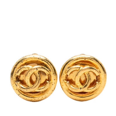 シャネル ココマーク ヴィンテージ ラウンド イヤリング 93P ゴールド メッキ GP レディース CHANEL 【中古】