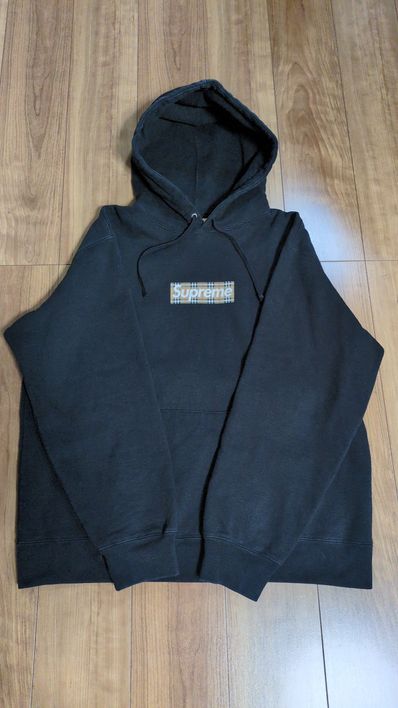 Supreme / Burberry Box Logo Hooded Sweatshirt "Black"