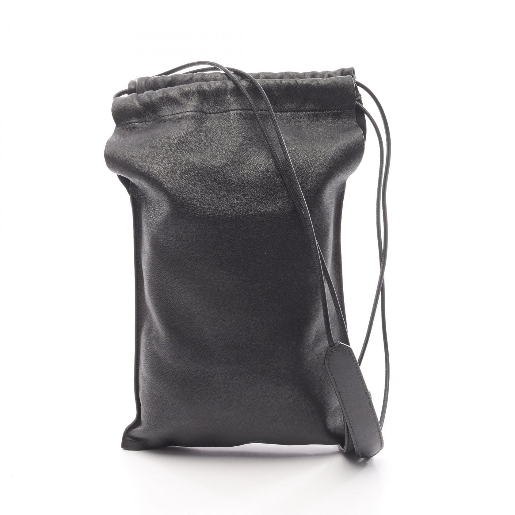 ジルサンダー JIL SANDER FLAT DRAWSTRING XS ショルダーバッグ バッグ レザー レディース ブラック系 【中古】