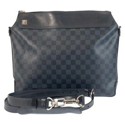 LOUIS VUITTON ルイヴィトン ダミエ コバルト メッセンジャー グリニッジ ブルー ブラック シルバー金具 PVC レザー/ ビジネスバッグ ブリーフケース ショルダーバッグ 601028 【中古】
