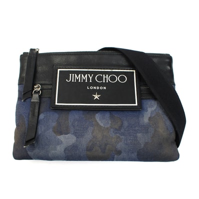 JIMMY CHOO ジミーチュウ カモフラージュ デニム ショルダーバッグ ネイビー KIMI-CDJ-0097 メンズ【中古】