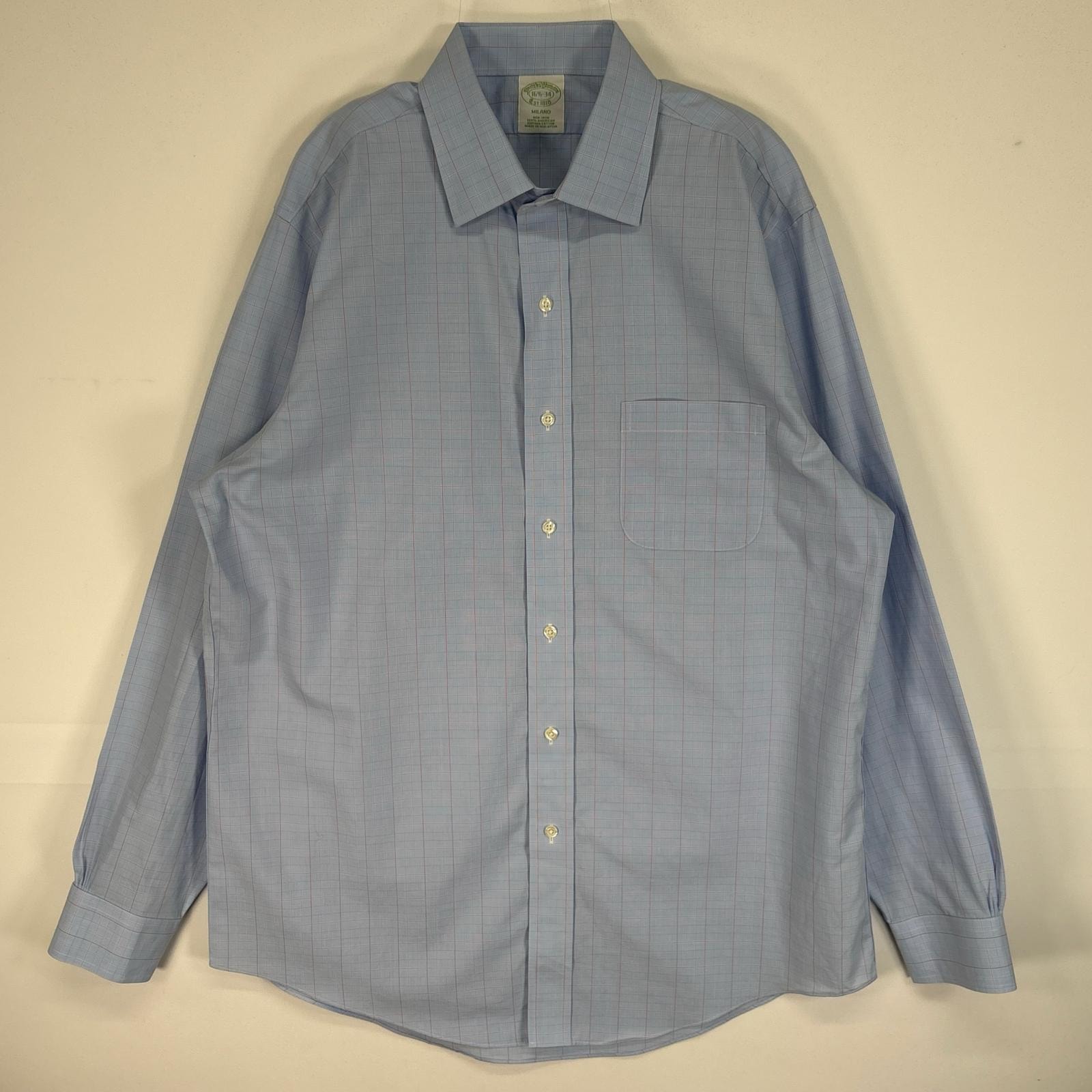 古着 ブルックスブラザーズ Brooks Brothers 長袖シャツ MILANO 胸ポケ L 水色系 チェック メンズ