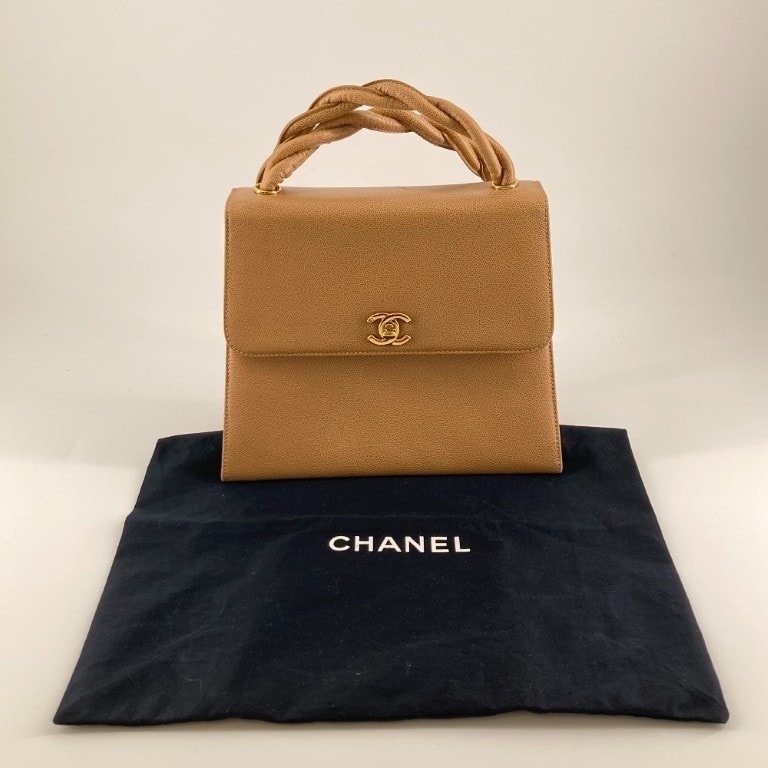 CHANEL(シャネル) キャビアスキン ツイスト  ストラップ付 ショルダーバッグ ベージュ