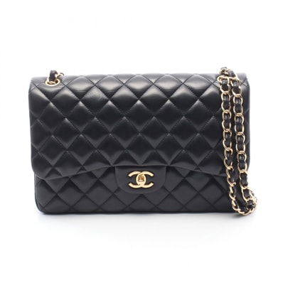 シャネル CHANEL デカマトラッセ30 クラシック ラージ Wフラップ ショルダーバッグ バッグ ラムスキン(羊革) レディース ブラック系 A58600 【中古】