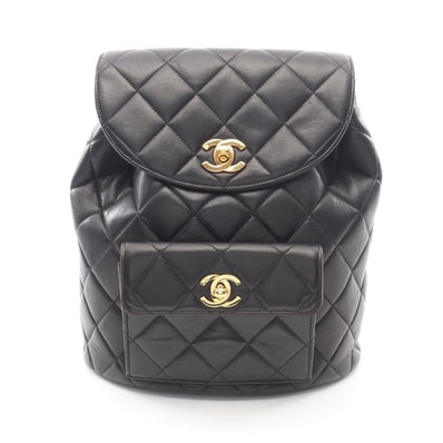 シャネル CHANEL マトラッセ リュックサック バックパック バッグ ラムスキン(羊革) レディース ブラック系 【中古】