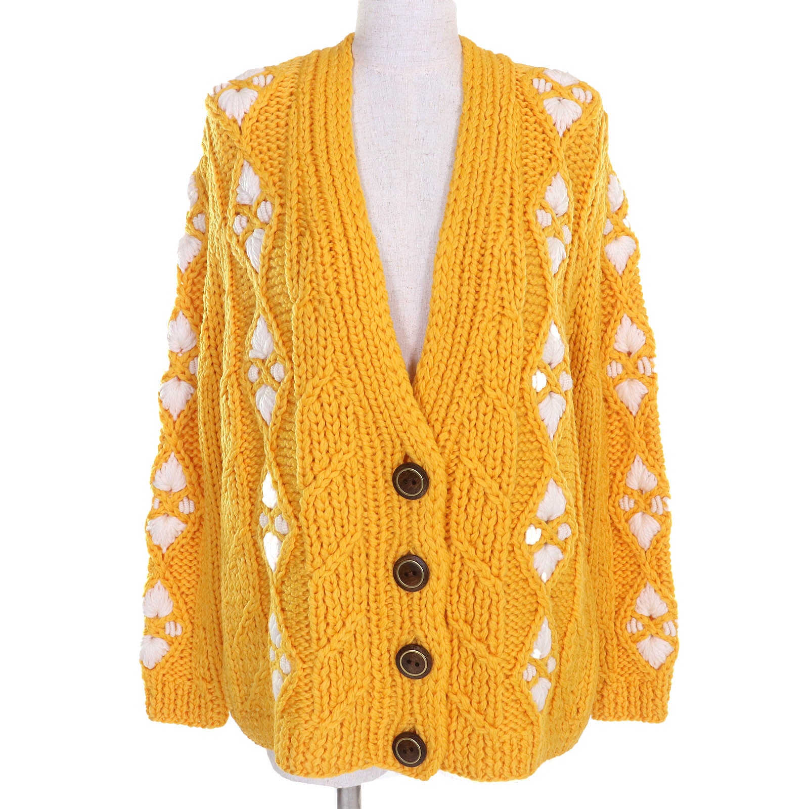 極美品 ミュウミュウ
 カーディガン イエロー レディース 38 MMF307