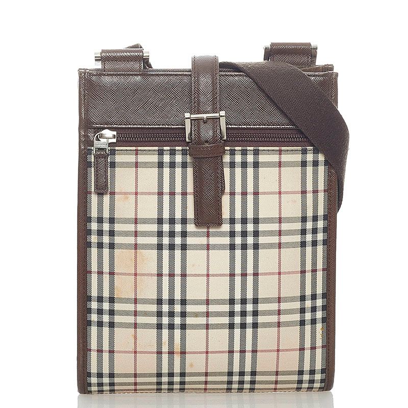 バーバリー ノバチェック 斜め掛け ショルダーバッグ キャンバス レディース