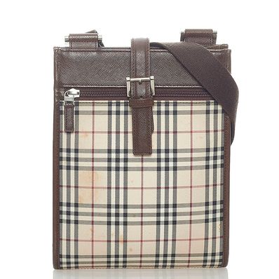 バーバリー ノバチェック 斜め掛け ショルダーバッグ キャンバス レディース