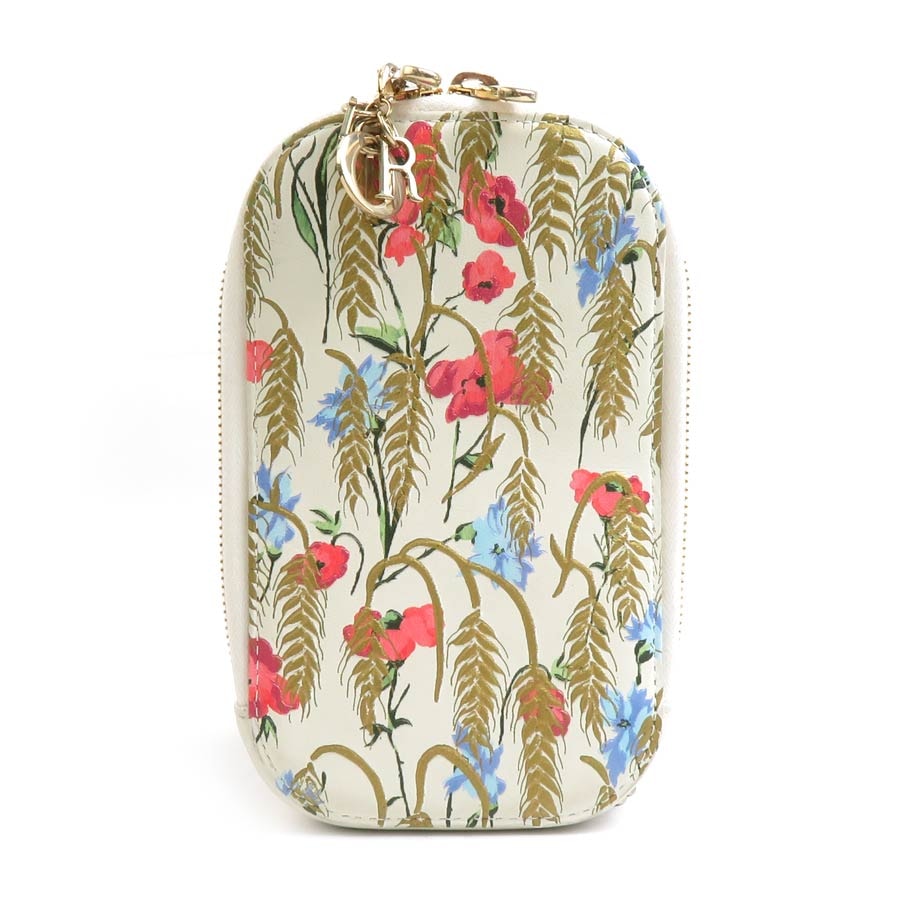 クリスチャンディオール Christian Dior フォンホルダー フォンポーチ レザー アイボリー×マルチカラー レディース【中古】 r10278a