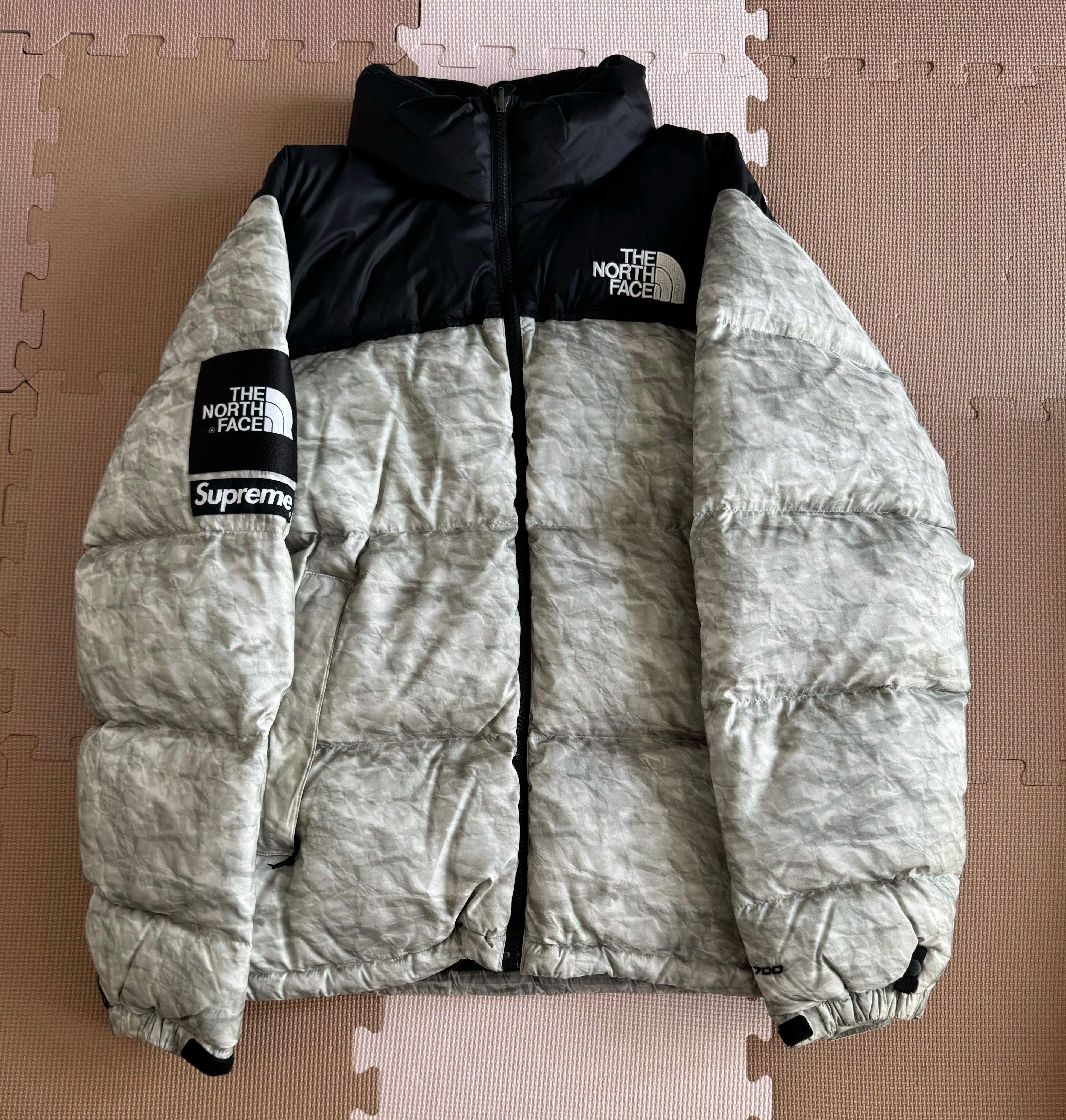 Supreme x The North Face Nuptse Jacket "White Paper Print"
