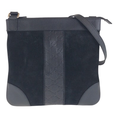 美品 GUCCI グッチ ブラック シルバー金具 スウェード レザー/ 斜め掛け ショルダーバッグ 600953 【中古】