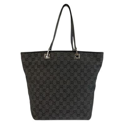 GUCCI グッチ ブラック 黒 シルバー金具 GGキャンバス レザー/ トートバッグ ショルダーバッグ 603782 【中古】