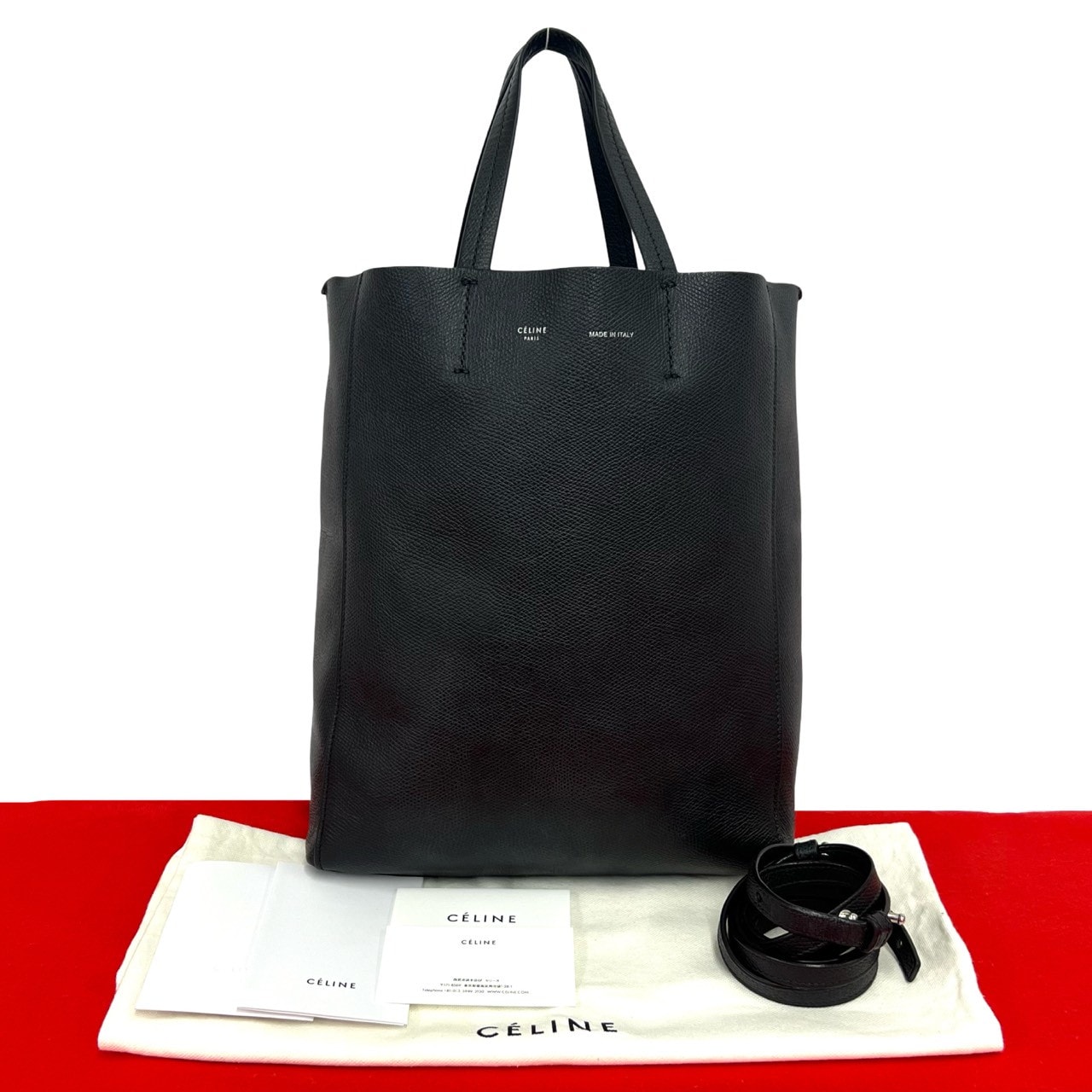 CELINE セリーヌ バーティカル カバ レザー ショルダーバッグ ブラック
 04222