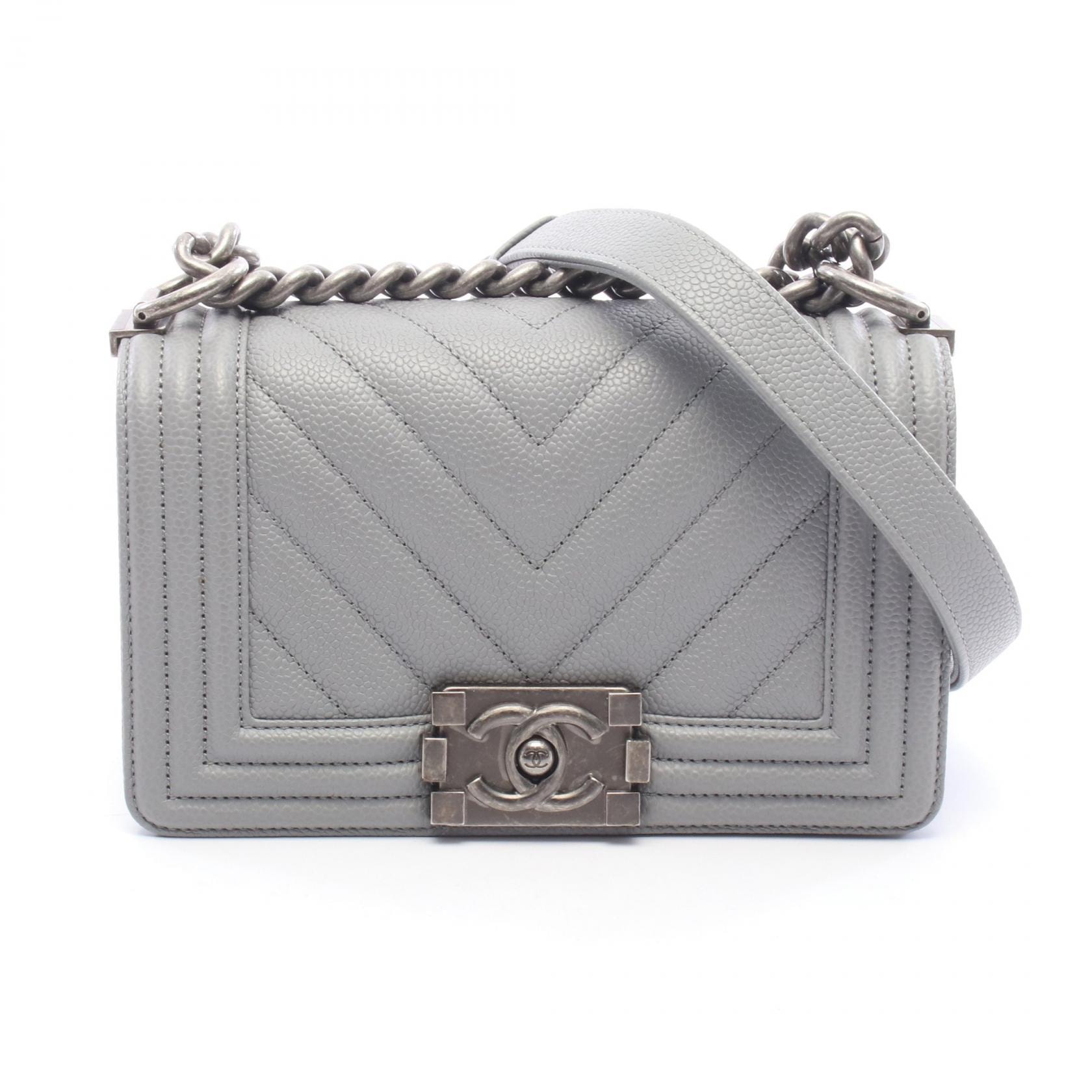 シャネル CHANEL ボーイシャネル スモール ショルダーバッグ バッグ キャビアスキン(グレインドカーフ) レディース グレー系 A67085 【中古】