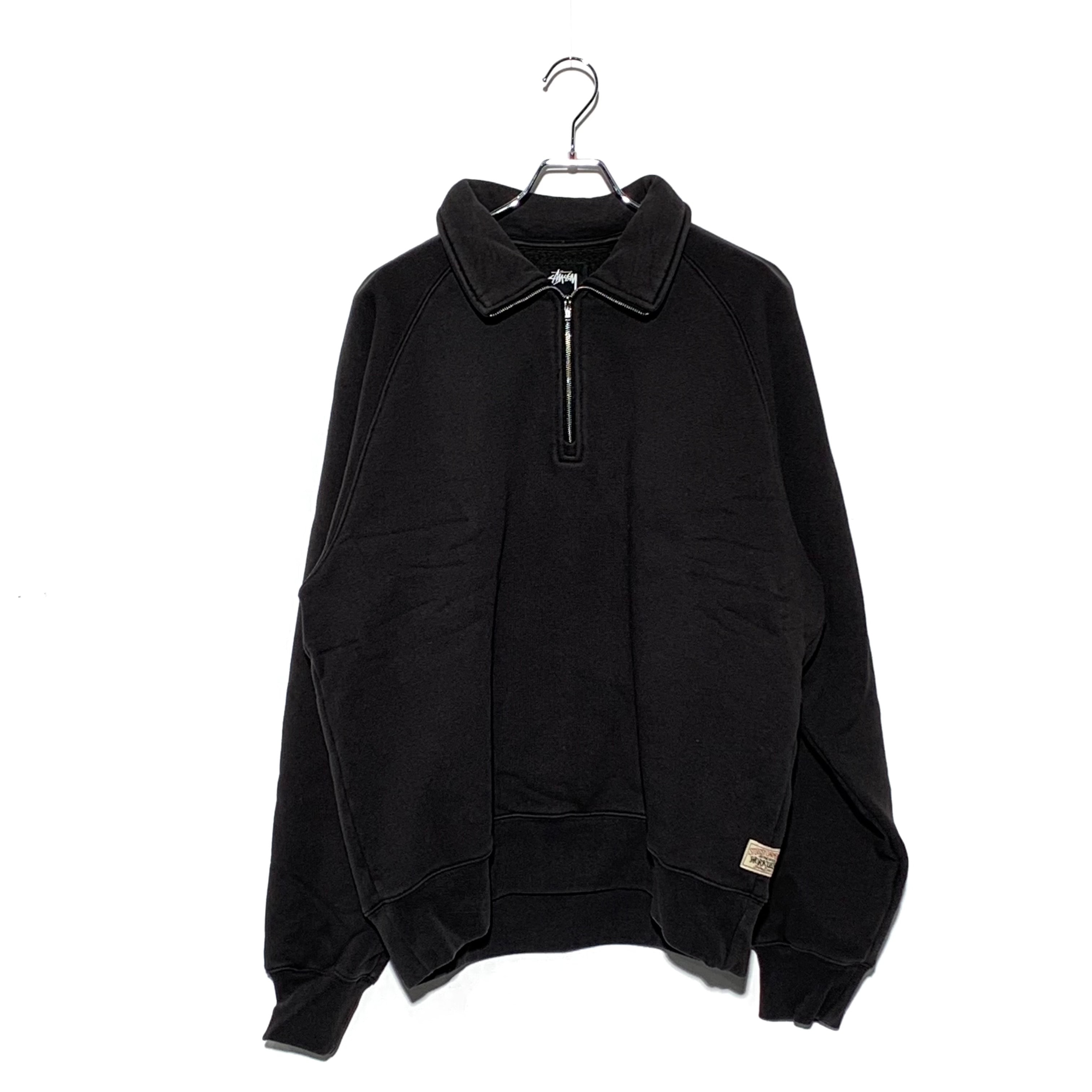 STUSSY FLEECE RAGLAN ZIP MOCK Black