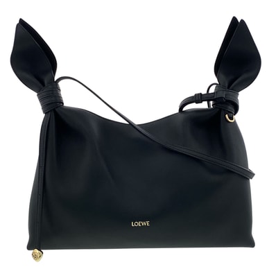 LOEWE ロエベ スカーフ バッグ ミディアム ハンドバッグ ABNYBNMX01 レザー ブラック ゴールド金具 レディース【中古】
