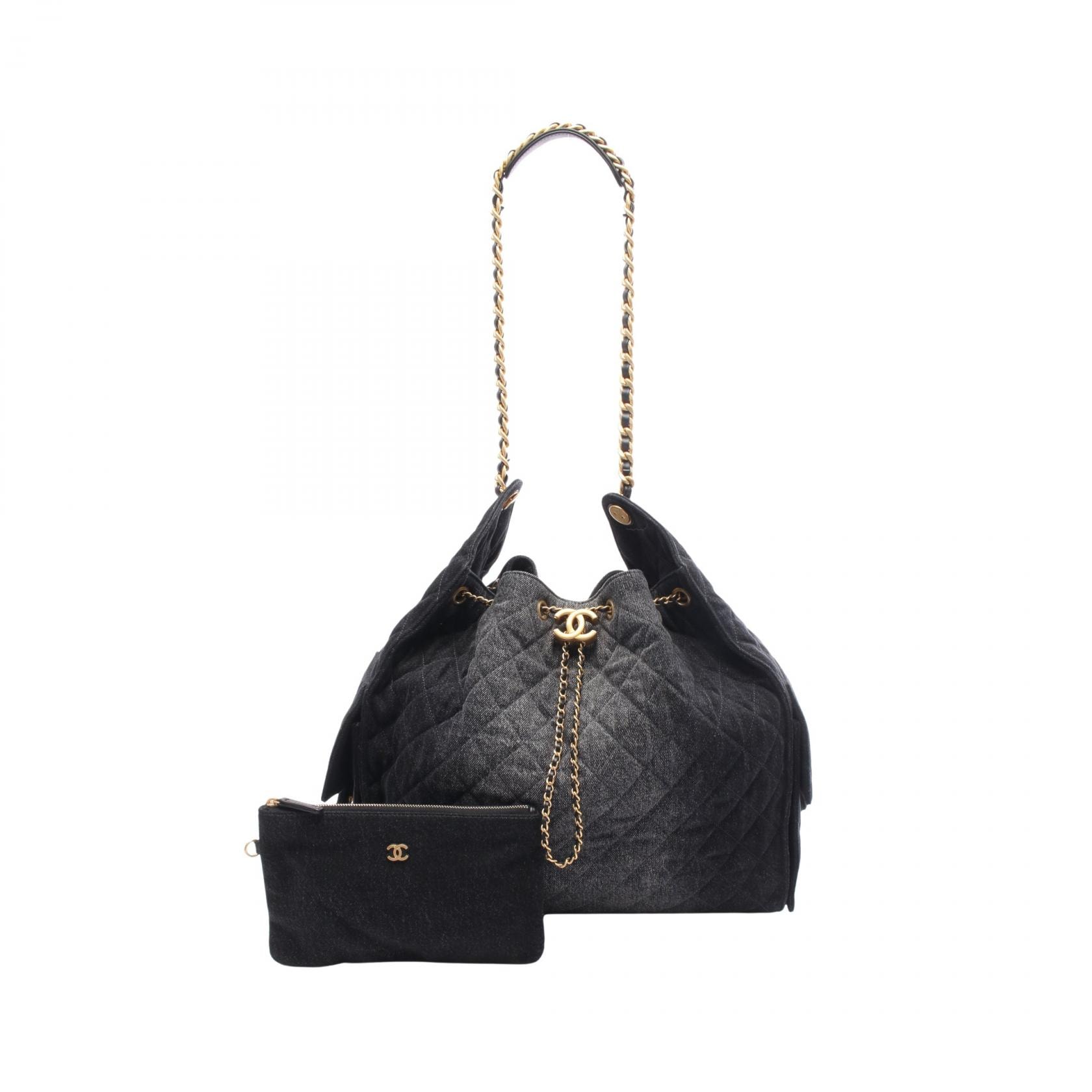 シャネル CHANEL シャネル25 ラージ ショッピングバッグ ショルダーバッグ バッグ デニム レザー レディース ブラック系 AS5553 【中古】