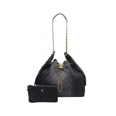 シャネル CHANEL シャネル25 ラージ ショッピングバッグ ショルダーバッグ バッグ デニム レザー レディース ブラック系 AS5553 【中古】