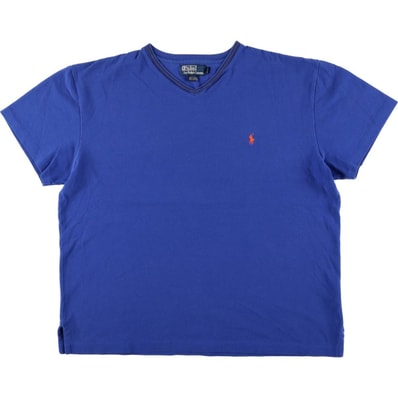 古着 ラルフローレン Ralph Lauren POLO by Ralph Lauren Vネック 鹿の子 半袖 ワンポイントロゴTシャツ メンズL相当/eaa577593