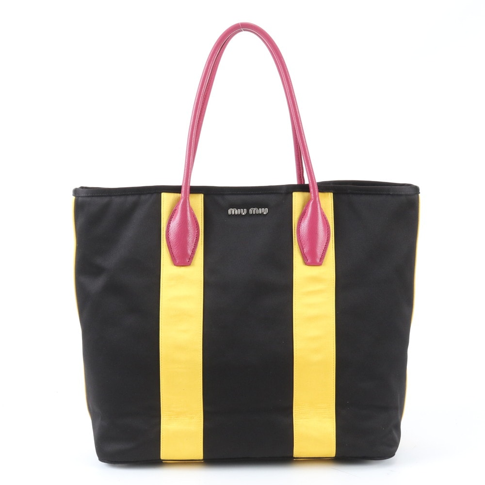 ■美品 ミュウミュウ トート バッグ レザー×キャンバス