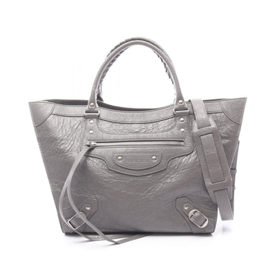 バレンシアガ BALENCIAGA ネオ クラシック L アップサイドダウン イーストウエスト 2WAY トートバッグ バッグ レザー レディース グレー系 【中古】