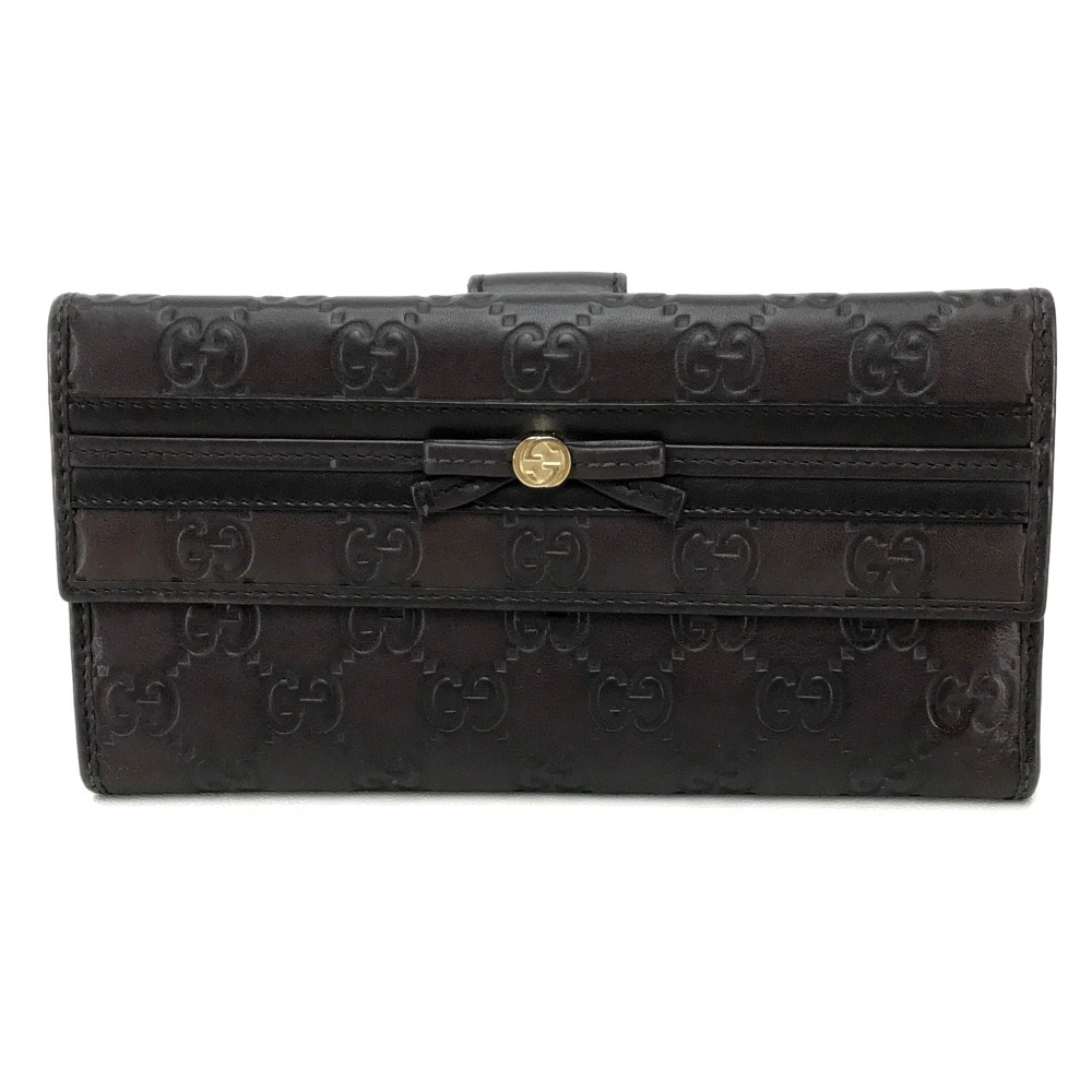 グッチ GUCCI MAYFAIR(メイフェア) 256933 グッチシマ Wホック三つ折り財布 長財布 シマレザー ダークブラウン ダークブラウン