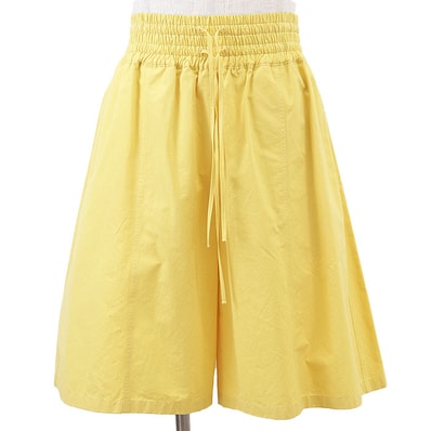 SALE【極美品】JIL SANDER ジルサンダー ハーフパンツ ワイドシルエット コットン100% ドローストリング 無地 ボトムス メンズ サイズ 32 ライトイエロー イタリア製