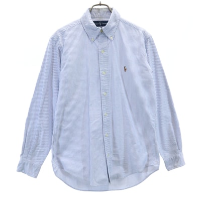 RALPH LAUREN ラルフローレン ストライプ柄 長袖 シャツ M ライトブルー