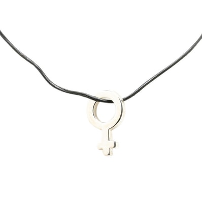 グッチ メス シンボル ネックレス ブラック SV925 シルバー レザー レディース GUCCI 【中古】