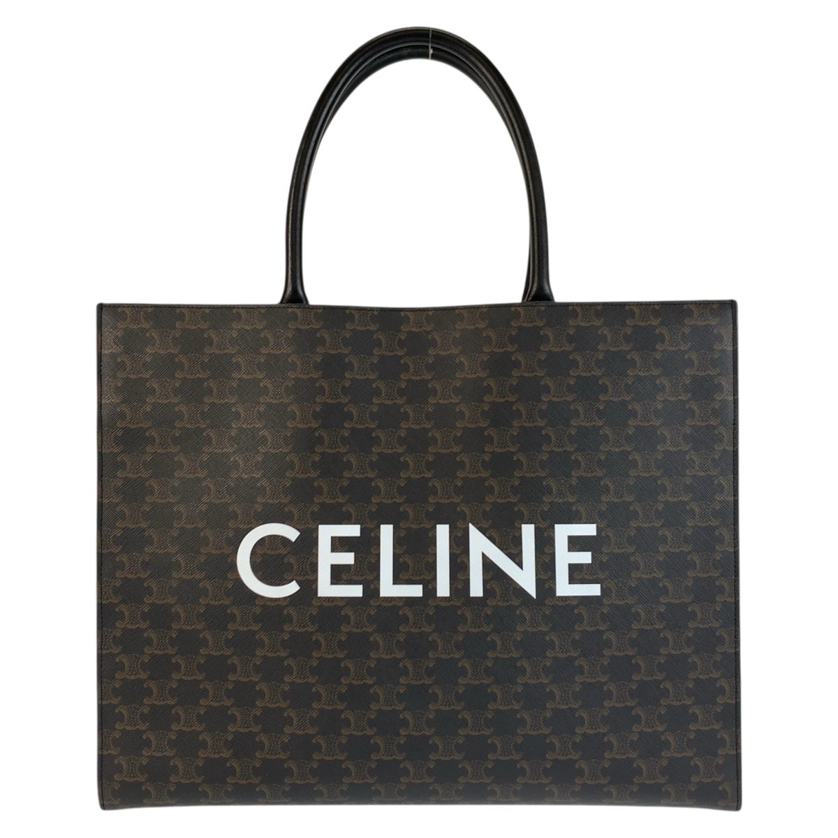 美品 CELINE セリーヌ トリオンフ ホリゾンタルカバ ブラック 黒 ブラウン PVC トートバッグ ハンドバッグ ビジネスバッグ 600855 【中古】