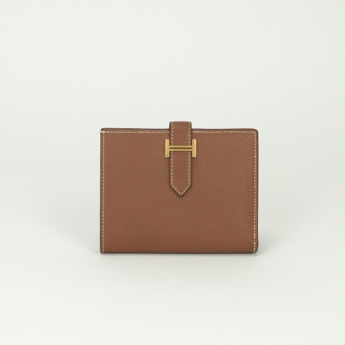 エルメス HERMES ベアンコンパクト ベアン コンパクト 財布 二つ折り財布 ミニ財布 ミニウォレット エプソン ゴールド Gold ブラウン Brown 茶 ゴールド金具 ヴォーエプソン