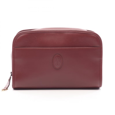 カルティエ CARTIER マストライン セカンドバッグ クラッチバッグ バッグ レザー レディース ボルドー系 【中古】