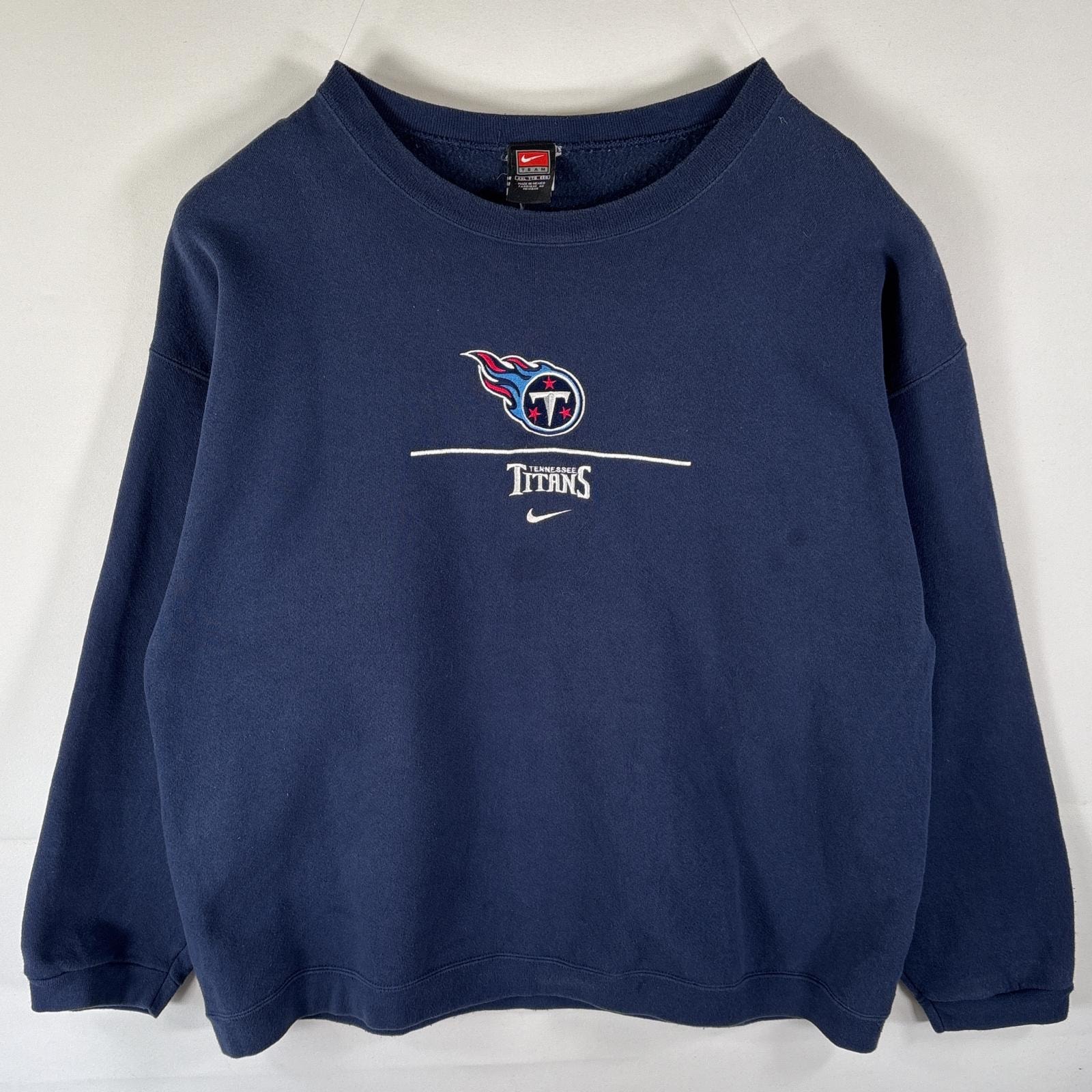 古着 90's/90年代 ナイキ NIKE スウェット トレーナー プルオーバー テネシータイタンズ センターロゴ 大きいサイズ 14041  ネイビー メンズ
