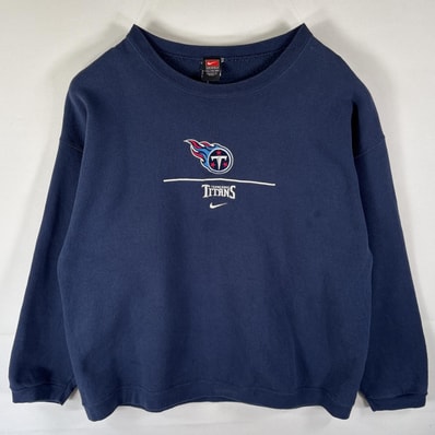 古着 90's/90年代 ナイキ NIKE スウェット トレーナー プルオーバー テネシータイタンズ センターロゴ 大きいサイズ 14041 ネイビー メンズ