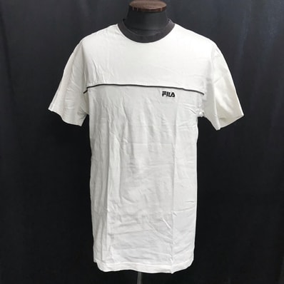 FILA【フィラ】 半袖Tシャツ コットン メンズ【size:L/白×黒/white×black】Tops◆BJ102-j
