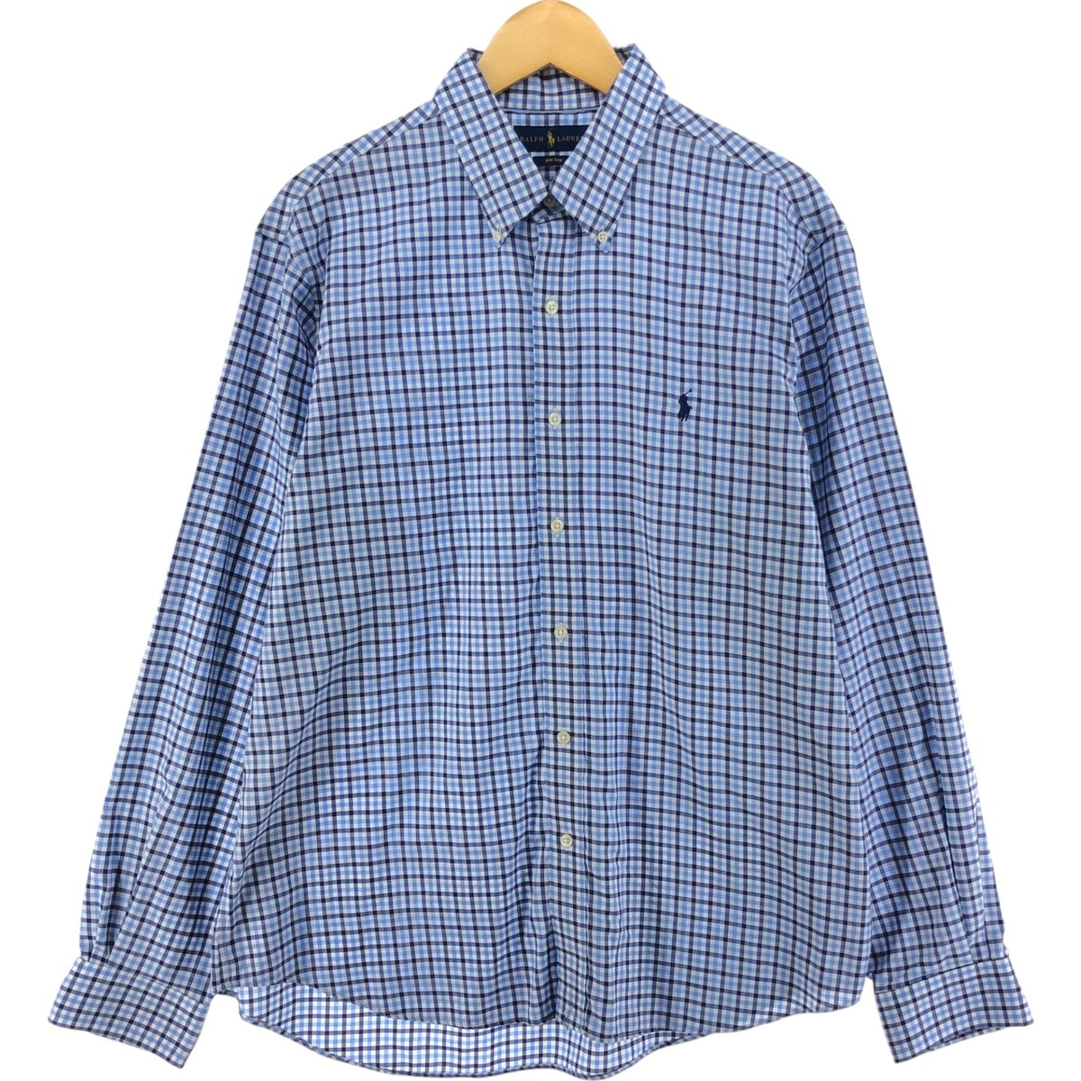 古着 ラルフローレン Ralph Lauren NON-IRON 長袖 ボタンダウンチェックシャツ メンズXL相当/eaa520297