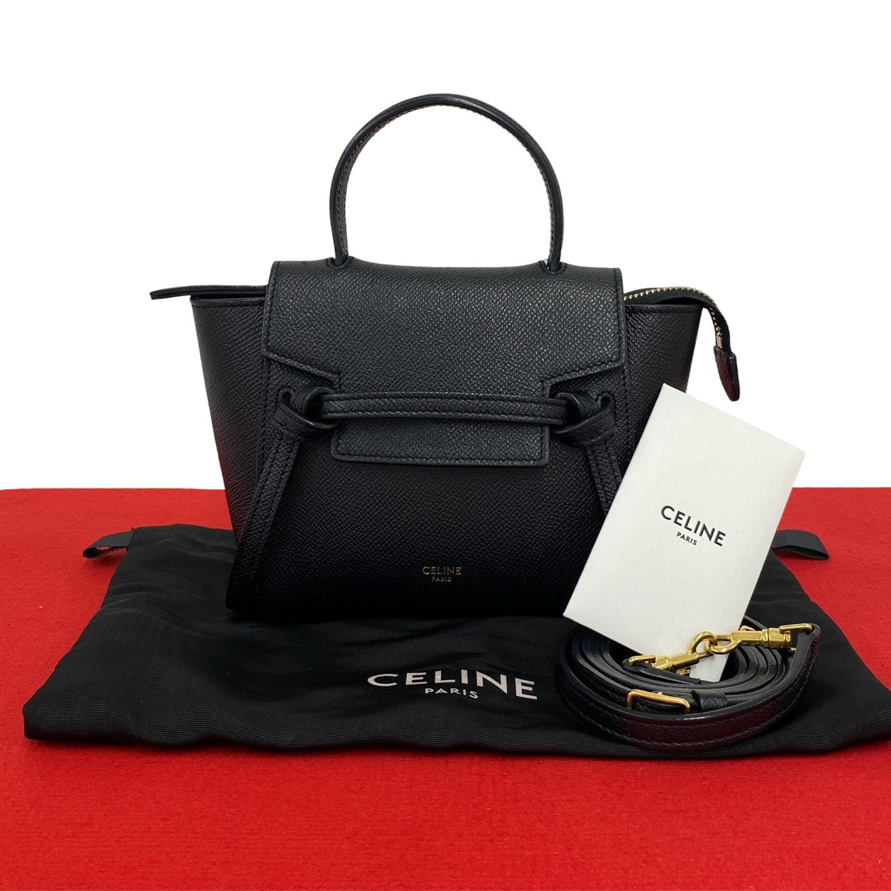 CELINE セリーヌ ベルトバッグ ピコ レザー ショルダーバッグ ブラック
 104-7