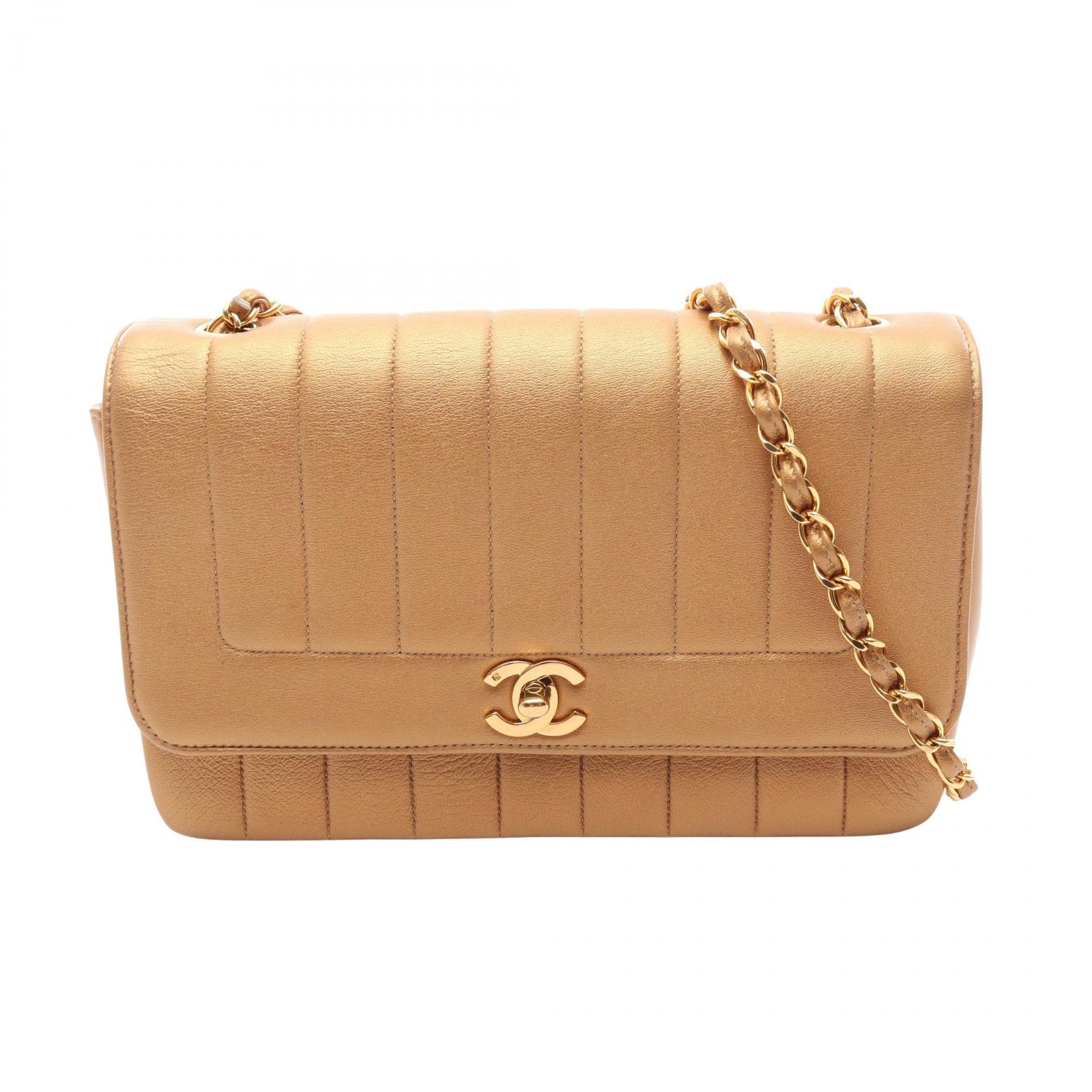 シャネル CHANEL マドモアゼル ショルダーバッグ バッグ レザー レディース ゴールド系 【中古】