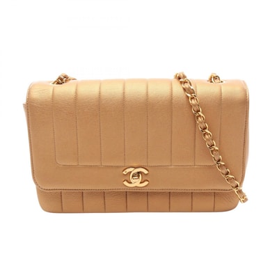 シャネル CHANEL マドモアゼル ショルダーバッグ バッグ レザー レディース ゴールド系 【中古】