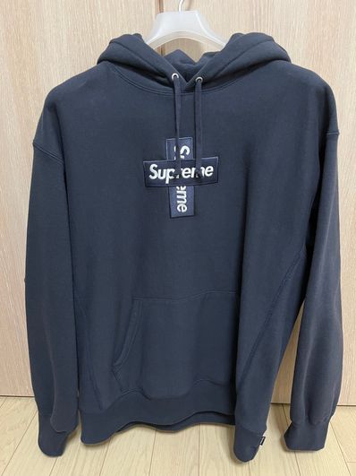 Supreme Cross Box Logo Hooded Sweatshirt "Navy"