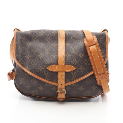 ルイ・ヴィトン LOUIS VUITTON ソミュール30 モノグラム ショルダーバッグ バッグ PVCコーティングキャンバス レザー レディース ブラウン系 M42256 【中古】