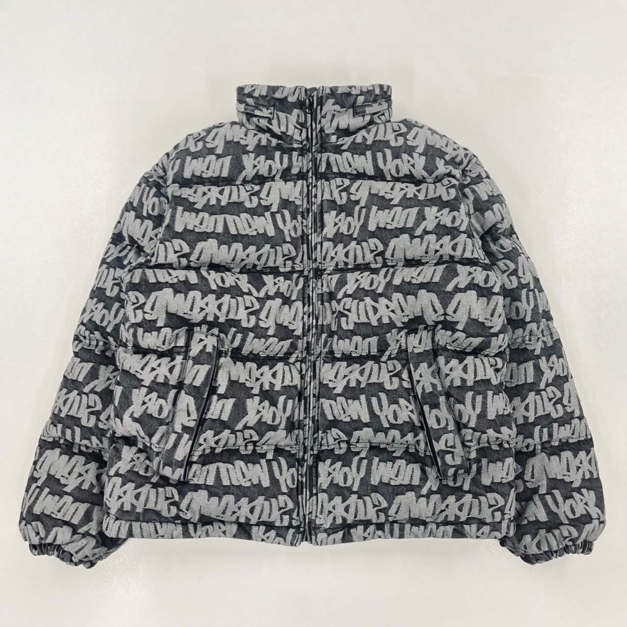 Supreme Fat Tip Jacquard Denim Puffer Jacket "Black"