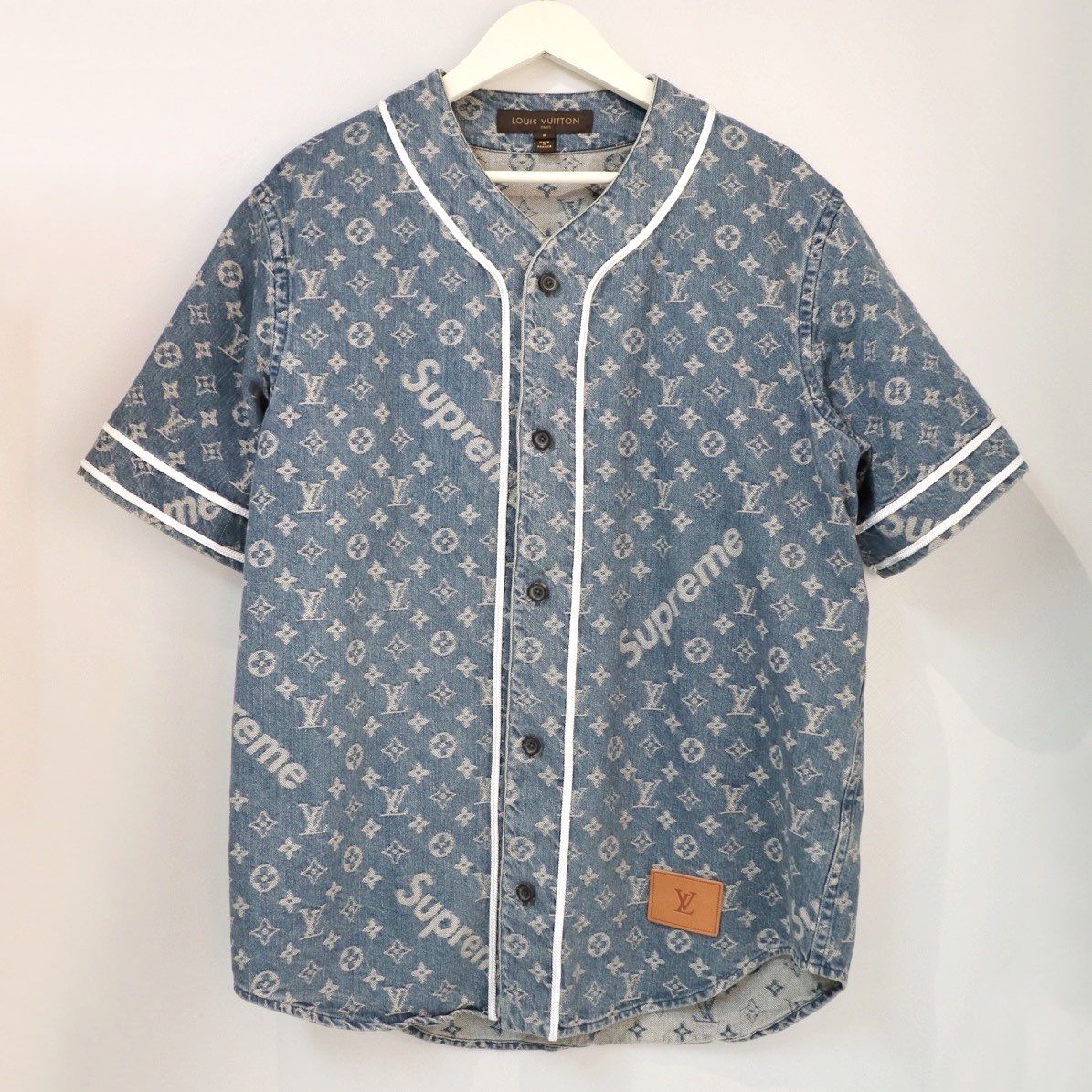 Supreme / Louis Vuitton Jacquard Denim Baseball Jersey "Blue"
