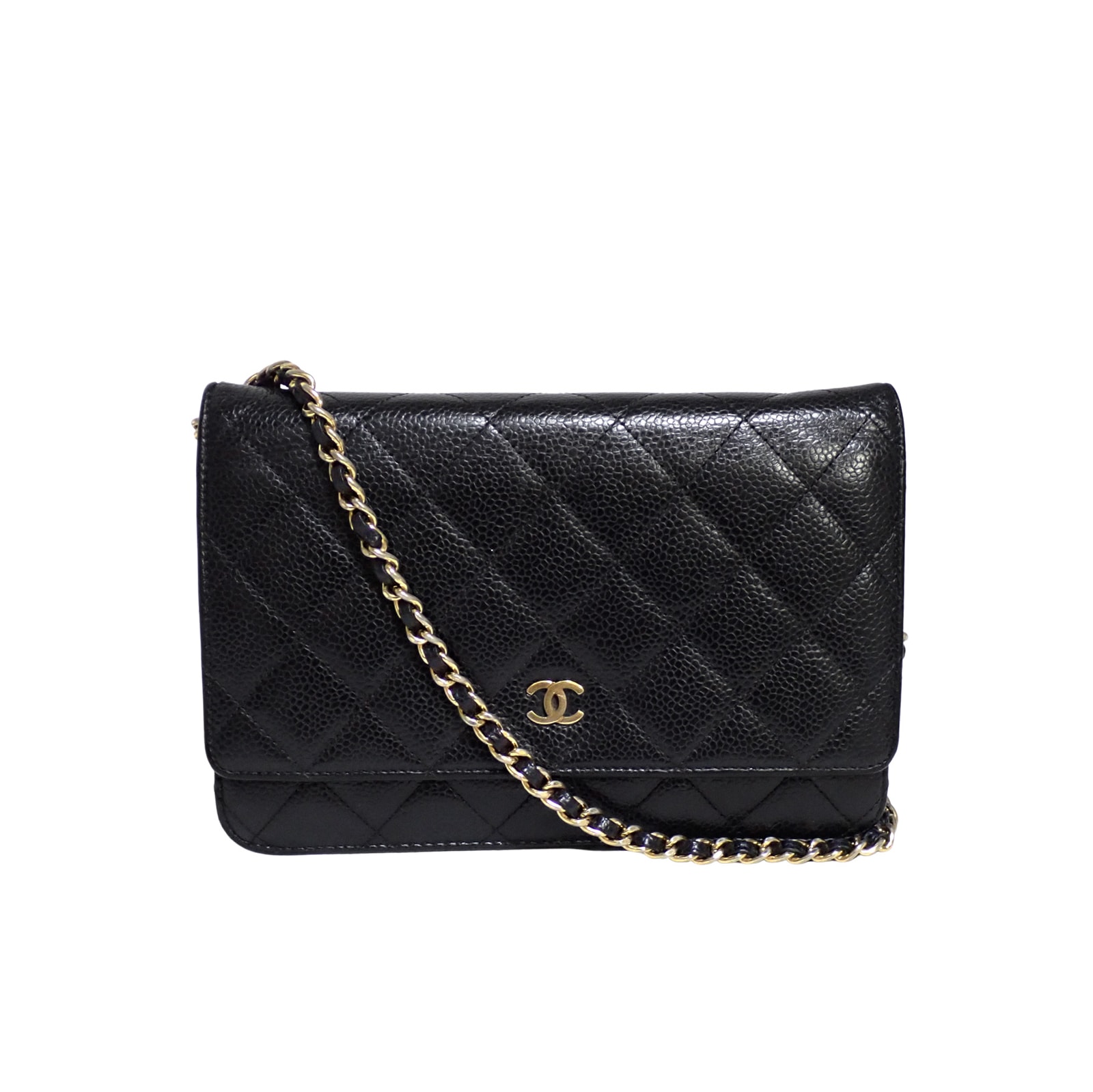 CHANEL シャネル マトラッセ キャビアスキン チェーンウォレット AP0250 ブラック ゴールド金具 ブラック レディース ショルダーバッグ