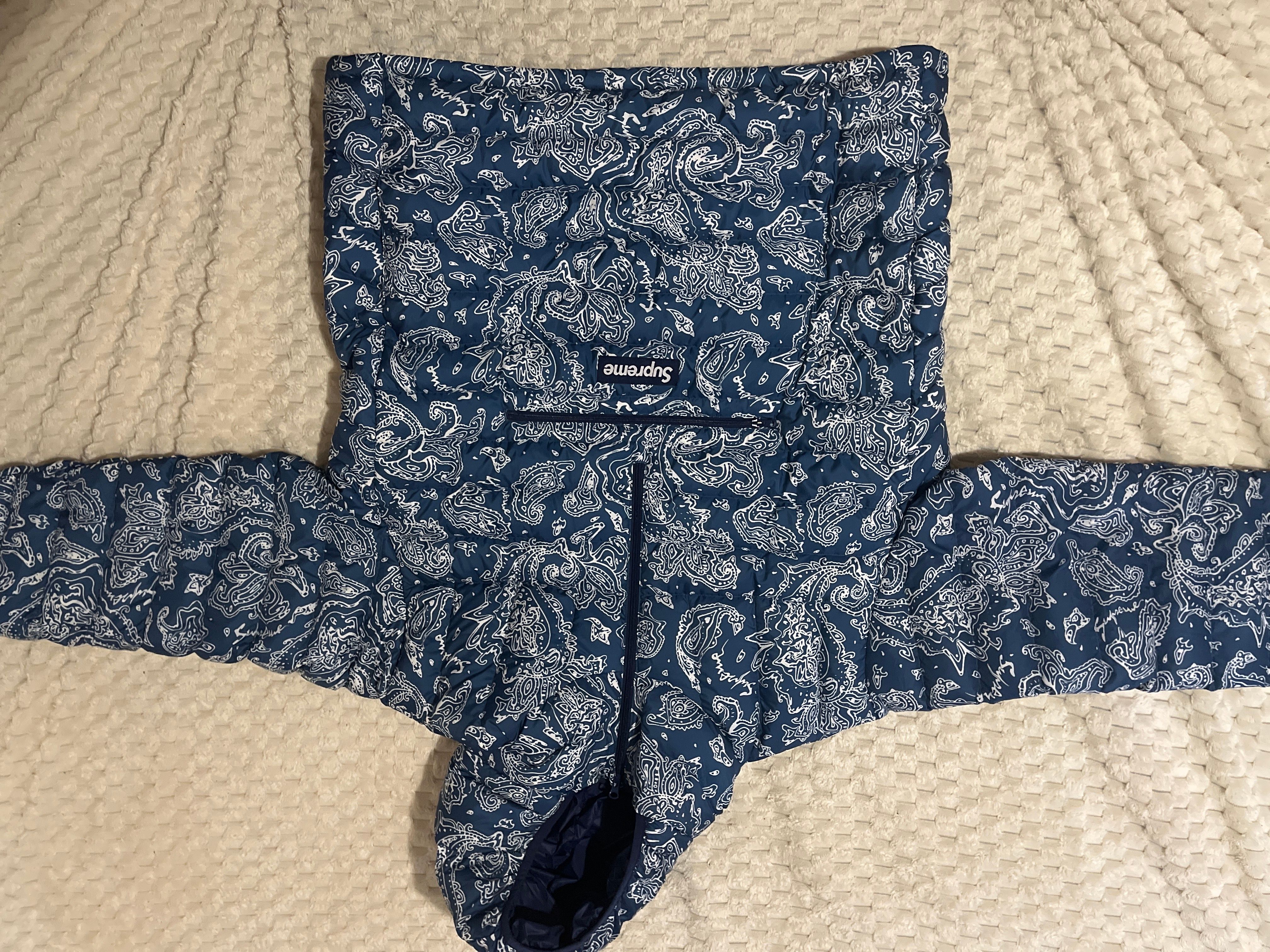 Supreme Micro Down Half Zip Hooded Pullover "Blue Paisley"