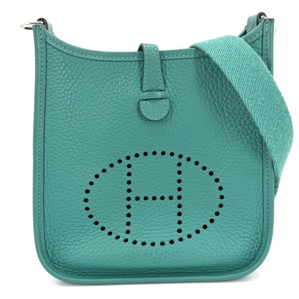 HERMES エルメス ショルダーバッグ エブリンTPM 肩掛け 斜め掛け D刻印 レザー    グリーン 緑 シルバー金具 レディース 2019年【中古品】