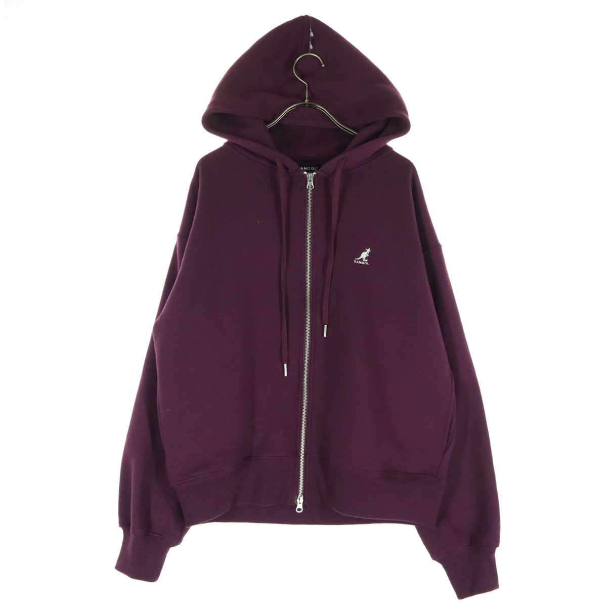 美品 KANGOL カンゴール 裏起毛 ワンポイント刺繍 長袖 ジップパーカー S パープル系